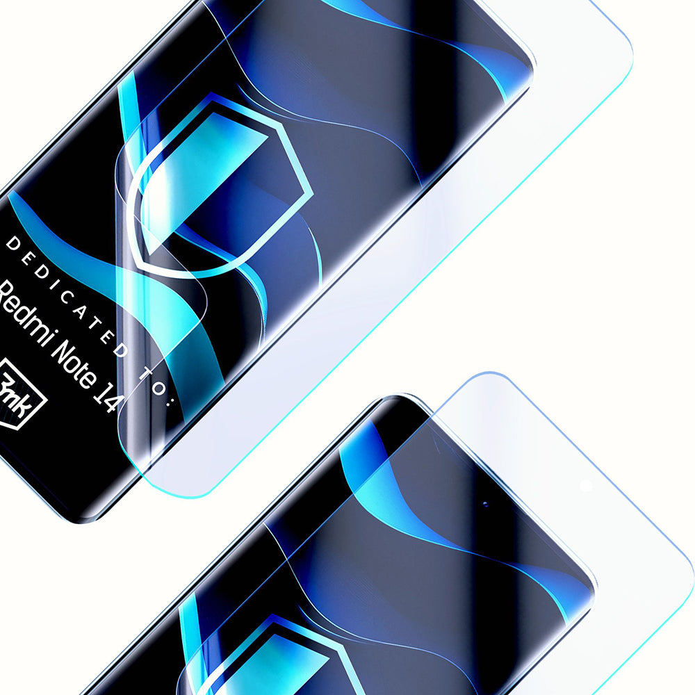 Film de protection d'écran 3MK FlexibleGlass pour Xiaomi Redmi Note 14 4G (Standard), Verre Flexible, Collage Complet