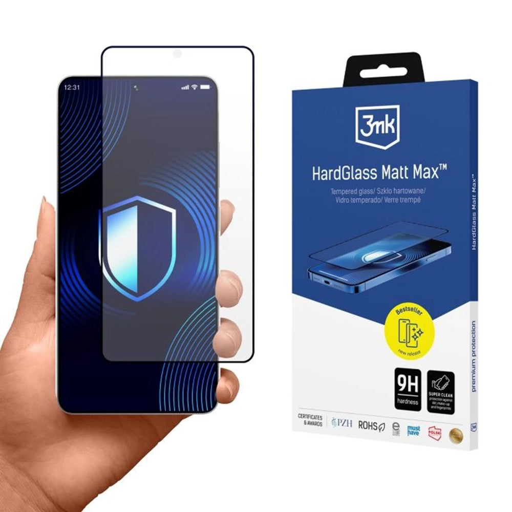 Film de protection d'écran 3MK HardGlass pour Samsung Galaxy S26 Ultra S948, Verre Trempé, Full Glue, Noir