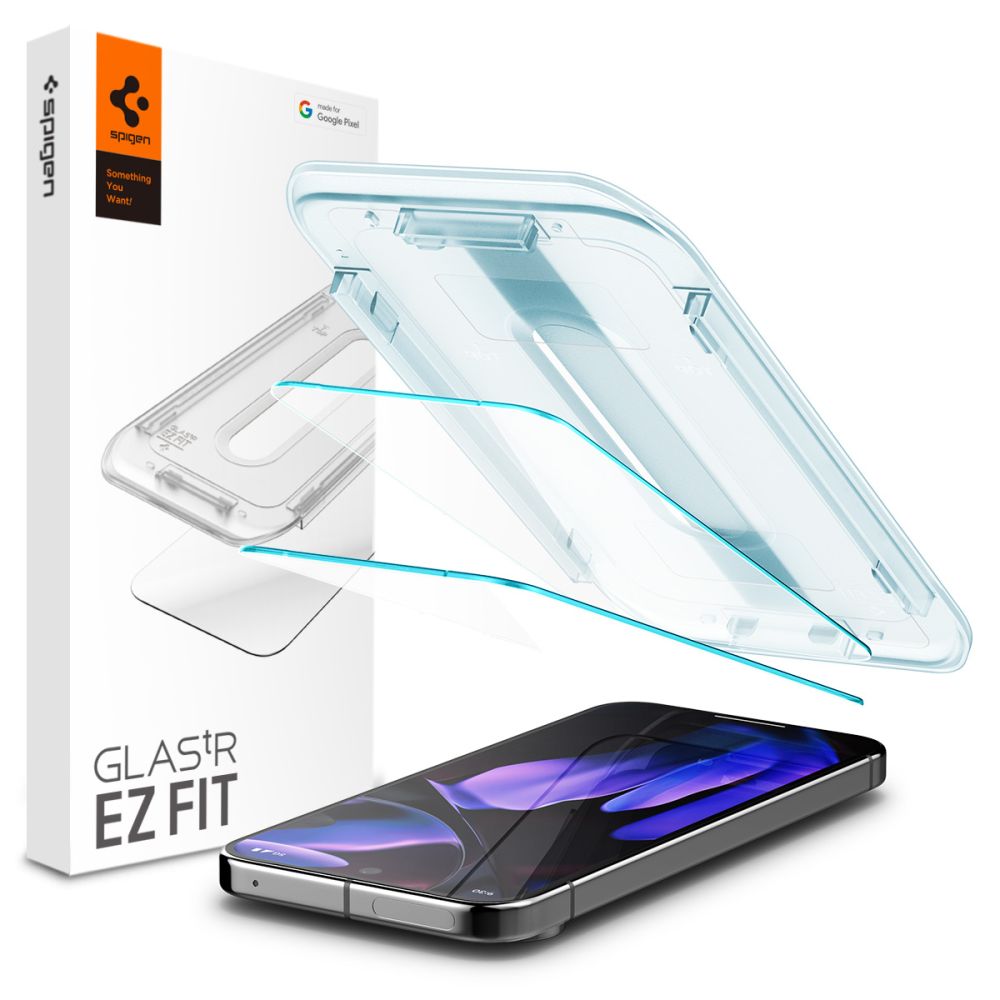 Spigen EZ FIT Film de protection d'écran pour Google Pixel 9 / 9 Pro, protection en verre, collage intégral, 2 pièces, 2.5D AGL08442 AGL08442