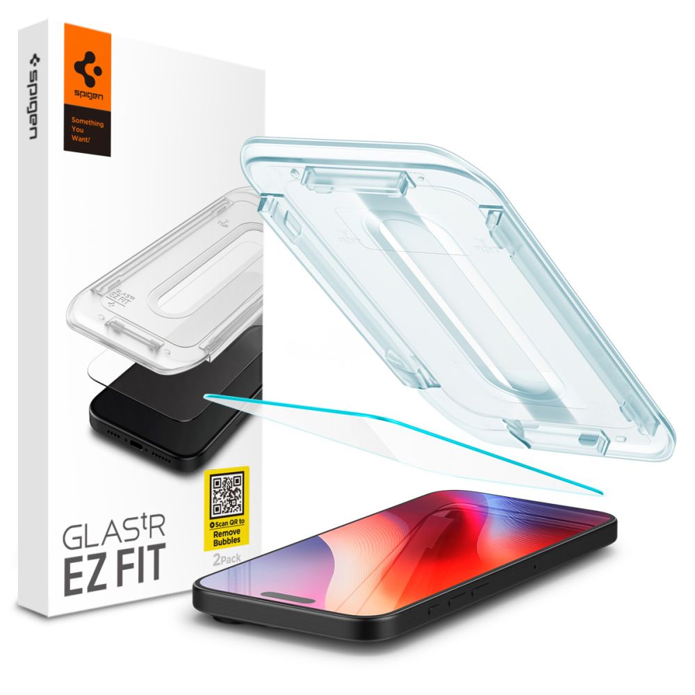 Film de protection d'écran Spigen GlastR EZ FIT pour Apple iPhone 16 Pro, Verre Trempé, Full Glue AGL07935