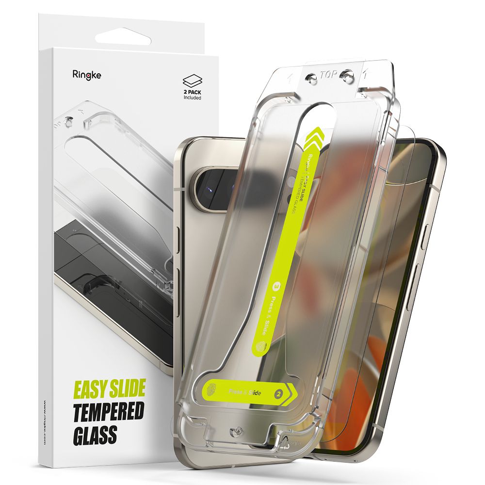 Film de protection d'écran Ringke Easy Slide pour Google Pixel 9 Pro XL, Verre Trempé, Full Glue, Lot de 2 pièces