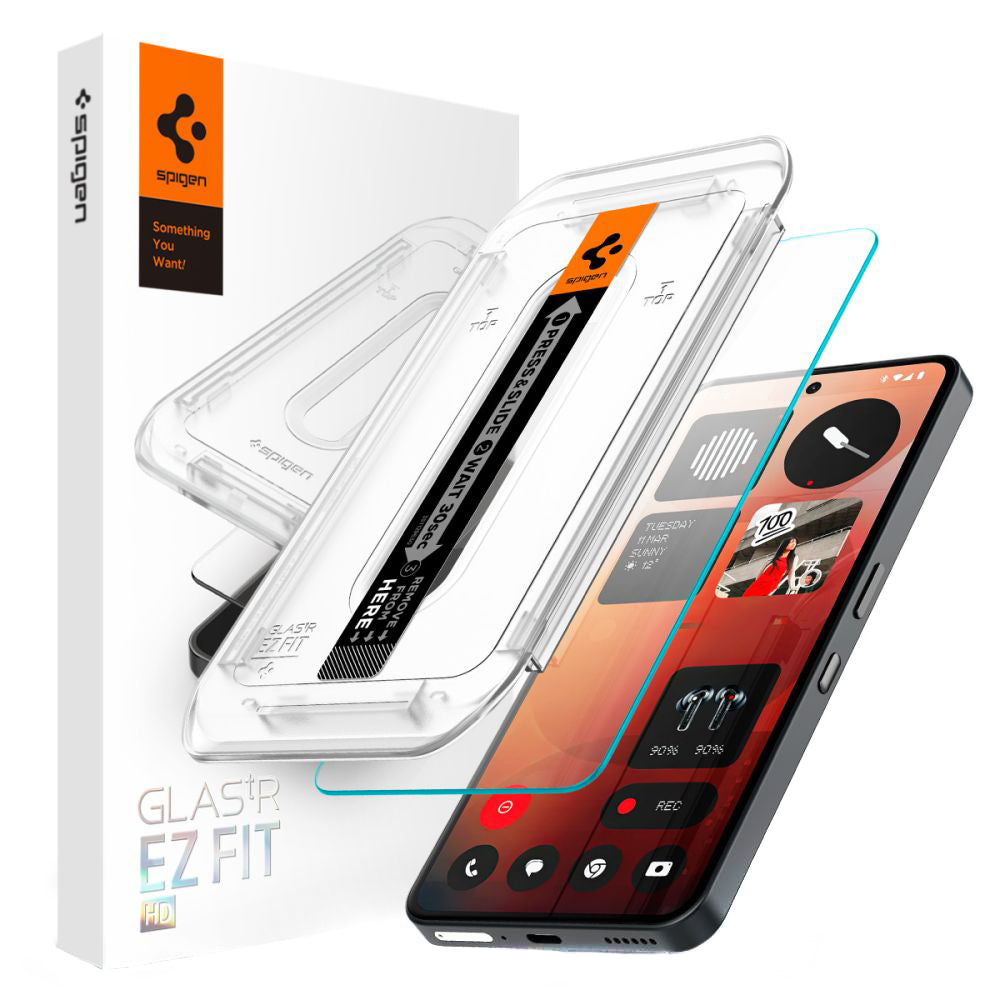 Film de protection écran Clear Spigen GlastR EZ FIT pour Nothing Phone (3a) / Phone (3a) Pro, Verre Trempé, Full Glue AGL09429