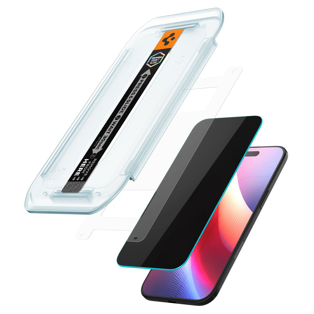 Film de protection écran Privacy Spigen GlastR EZ FIT pour Apple iPhone 17 Air, Verre Trempé, Full Glue, Lot de 2 pièces