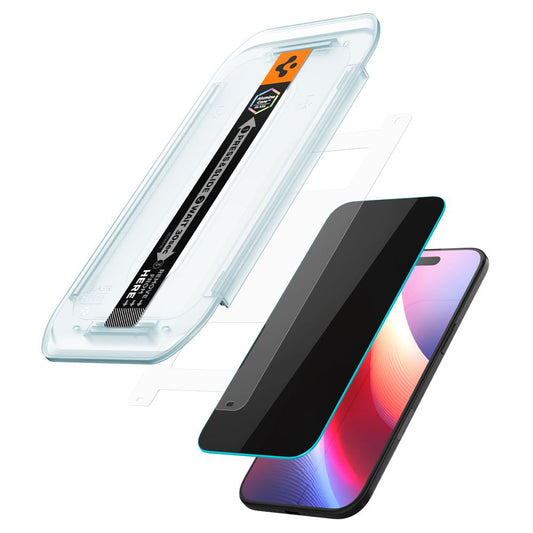 Film de protection écran Privacy Spigen GlastR EZ FIT pour Apple iPhone 17 Air, Verre Trempé, Full Glue, Lot de 2 pièces