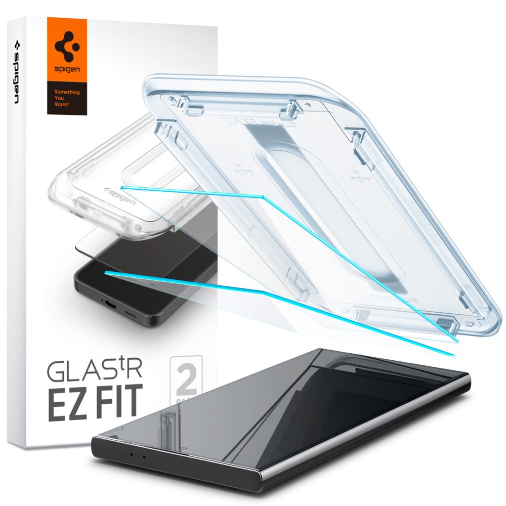 Spigen EZ FIT Film de protection d'écran pour Samsung Galaxy S24 Ultra S928, protection en verre, collage intégral, lot de 2 pièces