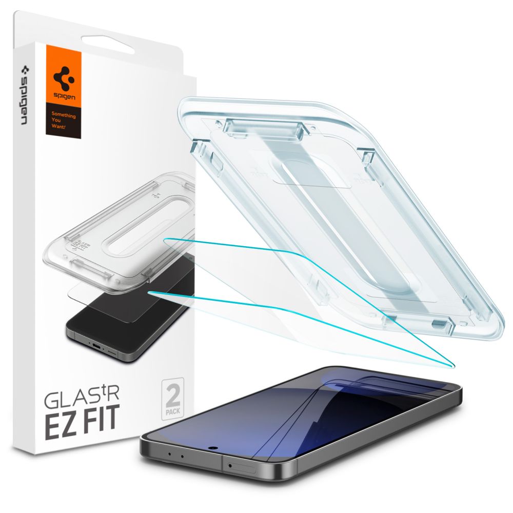 Spigen EZ FIT Film de protection d'écran pour Samsung Galaxy S24 FE S721, protection en verre, collage intégral, lot de 2 pièces AGL08729