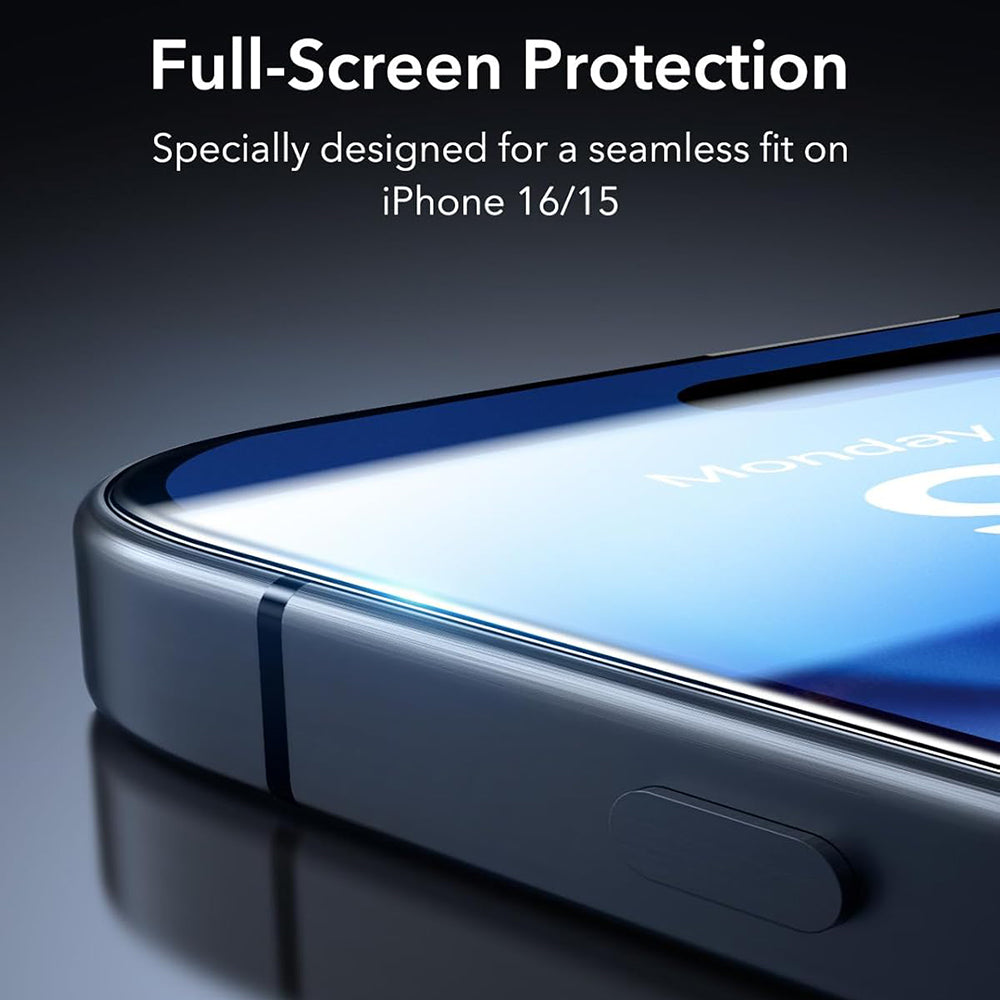 Film de protection d'écran Anank 1X Renforcé pour Apple iPhone 16 Pro, Verre Trempé, Collage Complet, 3D, Lot de 10 pièces