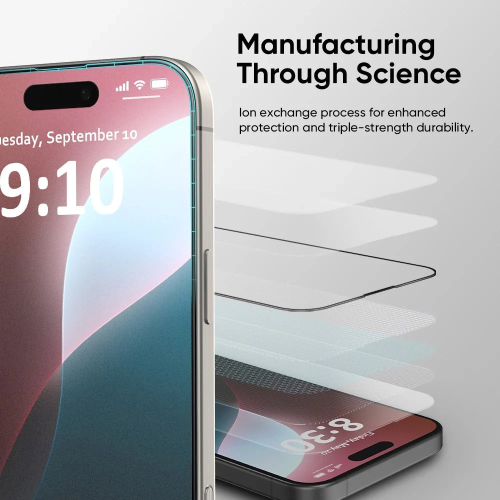 Film de protection écran Anank 5X Renforcé Invisible pour Apple iPhone 17 Pro Max, Verre Trempé, Full Glue, 3D, Noir