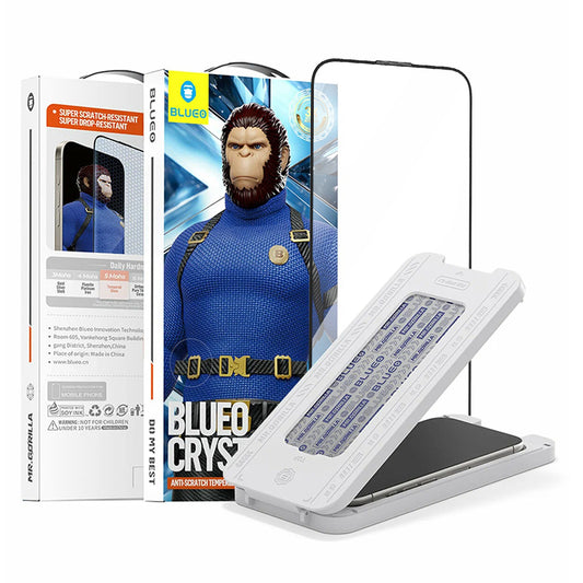 Film de protection écran Blueo Crystal Anti-Scratch Applicator pour Apple iPhone 17 Pro / 17 / 16 Pro, Verre Trempé, Full Glue, Noir