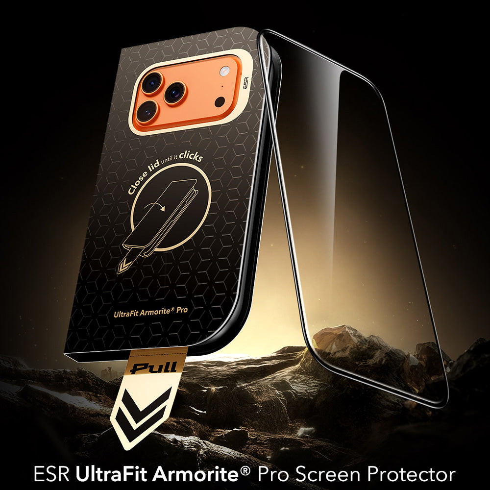 Film de protection d'écran ESR Armorite Pro UltraFit pour Apple iPhone 18 Pro / 17 Pro, Verre trempé, Collage intégral, Noir