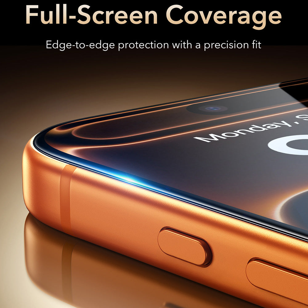 Film de protection d'écran ESR Armorite Pro UltraFit pour Apple iPhone 18 Pro / 17 Pro, Verre trempé, Collage intégral, Noir