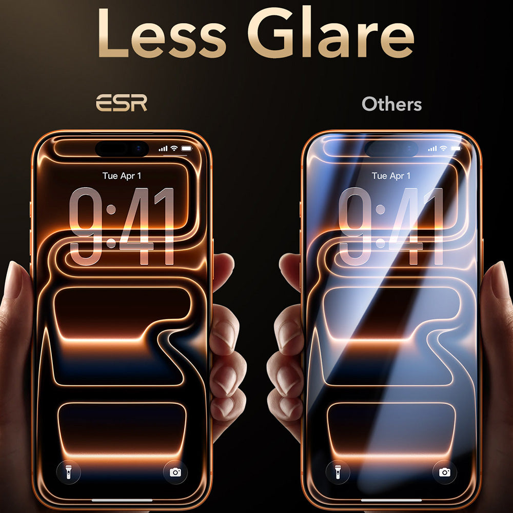 Film de protection d'écran ESR Armorite Pro UltraFit pour Apple iPhone 18 Pro / 17 Pro, Verre trempé, Collage intégral, Noir