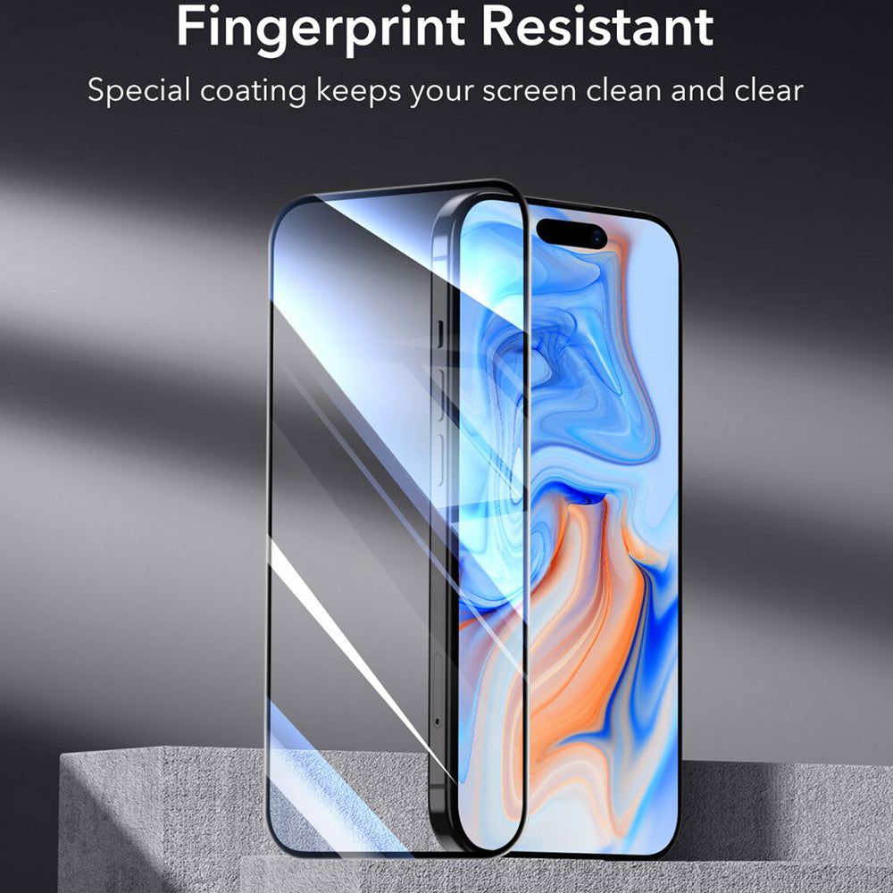 Film de protection Ecran ESR pour Apple iPhone 15, Verre Trempé, Full Glue, Noir
