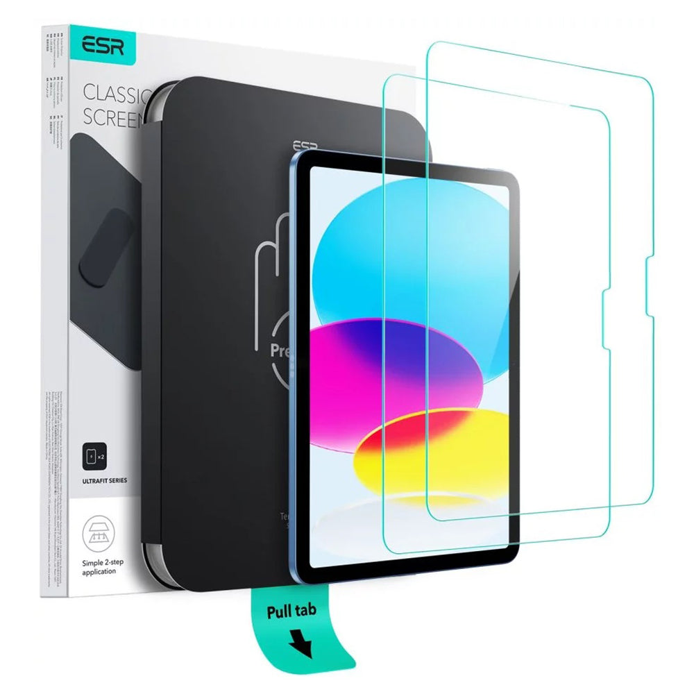 Film de protection d'écran ESR UltraFit pour Apple iPad (2025) / (2022), Verre Trempé, Full Glue, Lot de 2 pièces