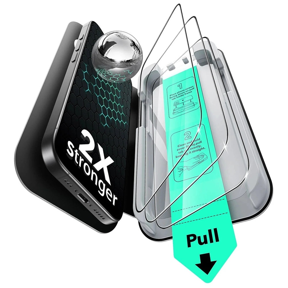 Film de protection écran ESR UltraFit pour Apple iPhone 17 / 16 Pro, Verre Trempé, Full Glue, Set de 3 pièces