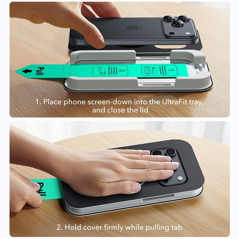 ESR UltraFit Screen Protector for Apple iPhone 17 Pro, Tempered Glass, Full Glue, Set of 3 Pieces