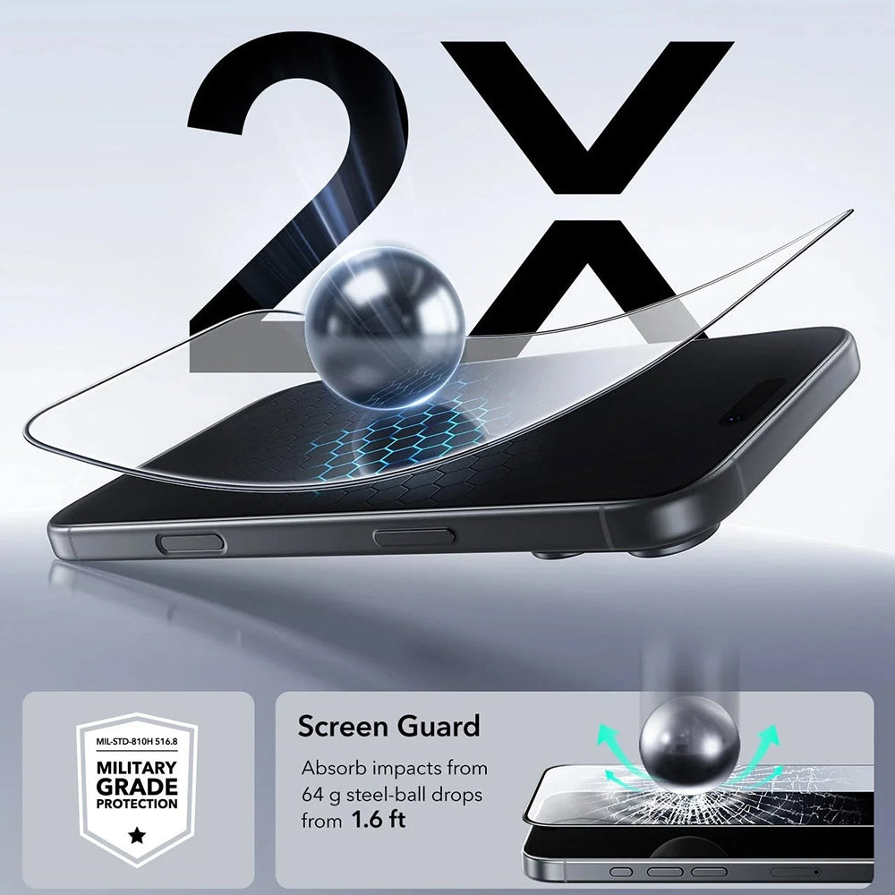 ESR UltraFit Screen Protector for Apple iPhone 17 Pro, Tempered Glass, Full Glue, Set of 3 Pieces
