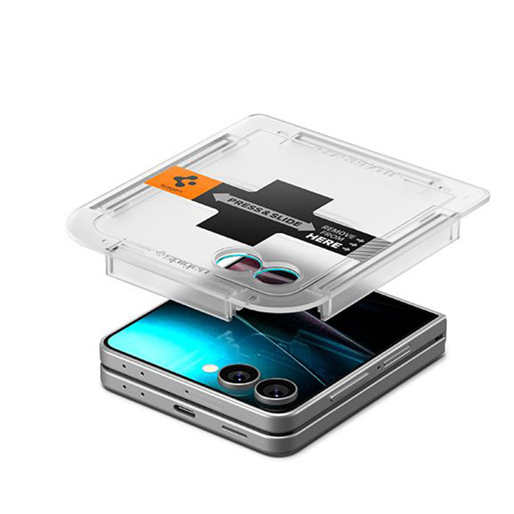 Film de protection écran extérieur Spigen GlastR EZ FIT pour Samsung Galaxy Z Flip7 F766, Verre trempé, Colle intégrale AGL09586