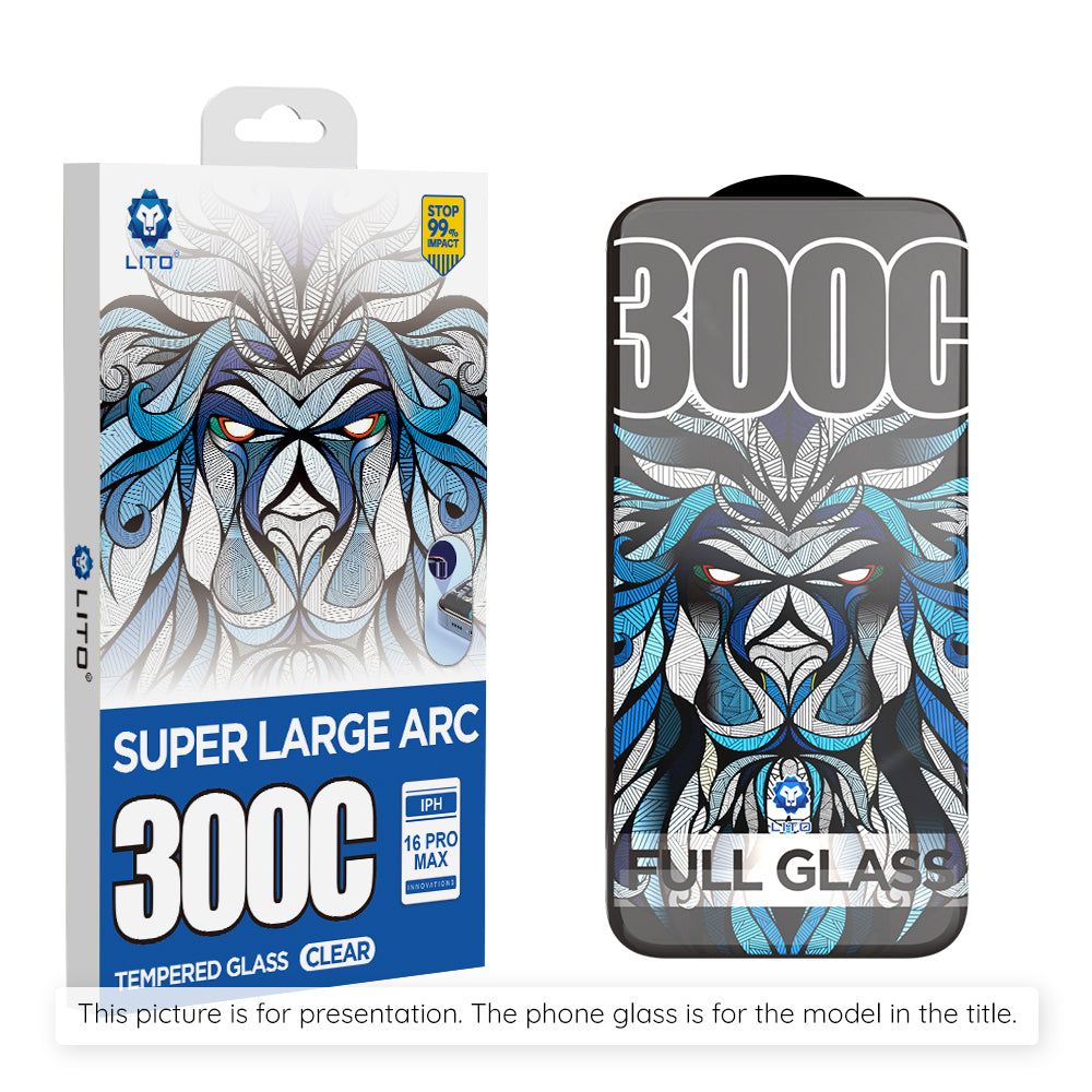 Lito D+ Max 300C Screen Protector for Apple iPhone 17 Pro Max, Tempered Glass, Full Glue
