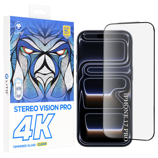 Film de protection écran Lito D+ Max 4K pour Apple iPhone 17 Pro, Verre Trempé, Full Glue, Noir