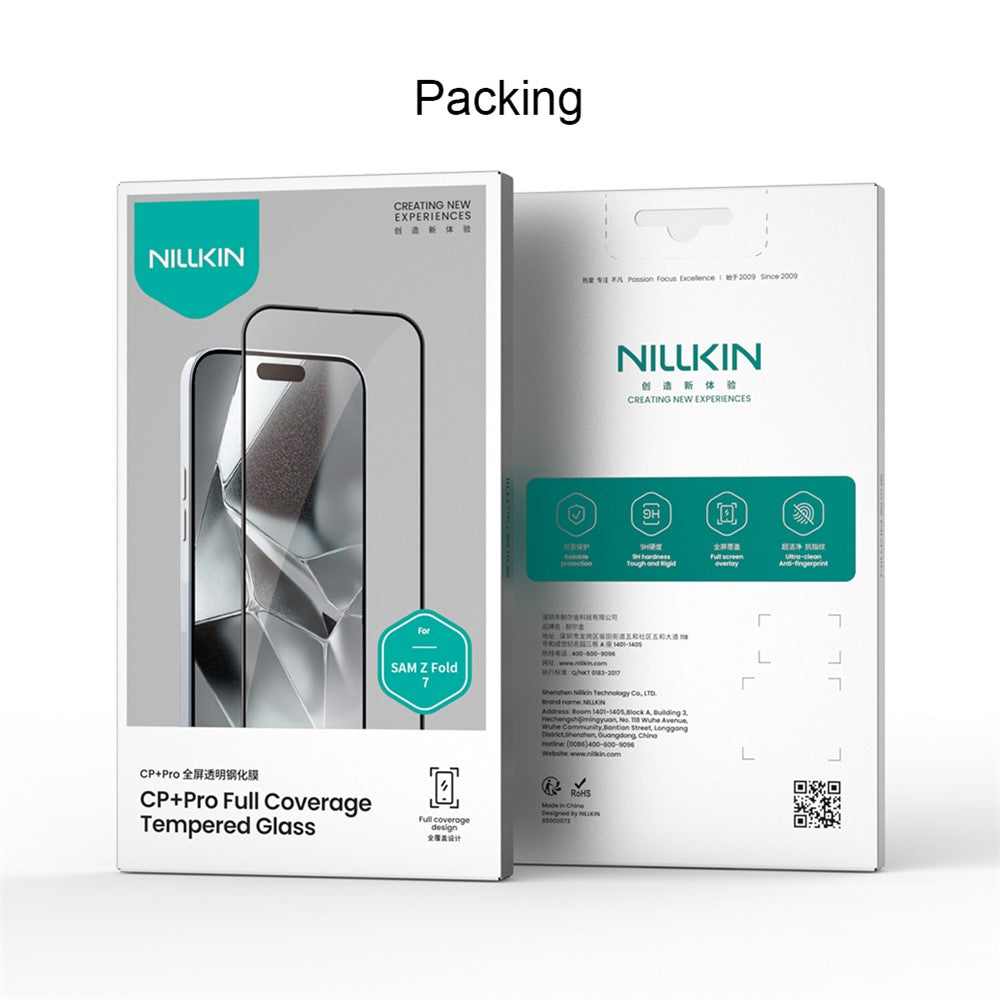 Film de protection écran extérieur Nillkin CP+ Pro pour Samsung Galaxy Z Fold7 F966, verre trempé, colle intégrale, noir