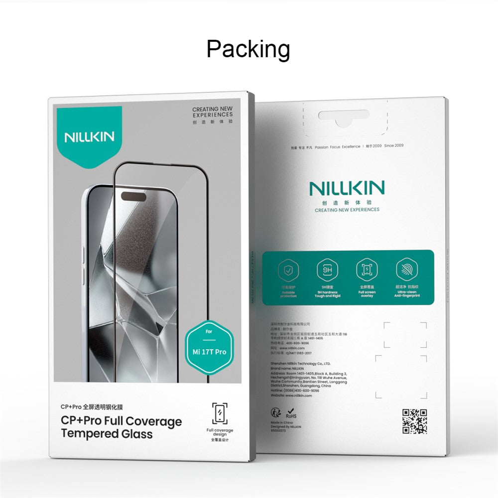 Film de protection d'écran Nillkin CP+ Pro pour Xiaomi 17T Pro, Verre trempé, Collage complet, Noir