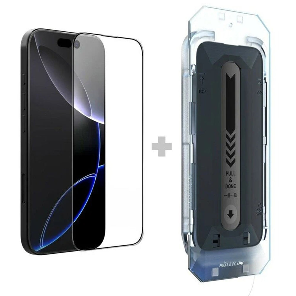 Film de protection d'écran Nillkin CP+ Pro avec applicateur pour Apple iPhone 16 Pro Max, verre trempé, colle intégrale, noir