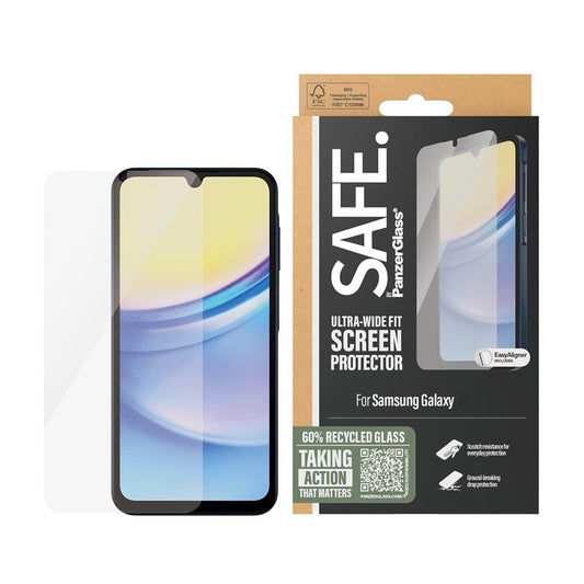 Film de protection d'écran PanzerGlass Safe. Ultra-Wide Fit pour Samsung Galaxy A16 5G A166 / A16 4G A165, Verre Trempé, Full Glue