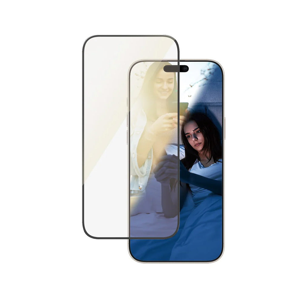Film de protection d'écran PanzerGlass Ultra-Wide Fit EyeCare pour Apple iPhone 16 Pro Max, Verre Trempé, Full Glue, Noir