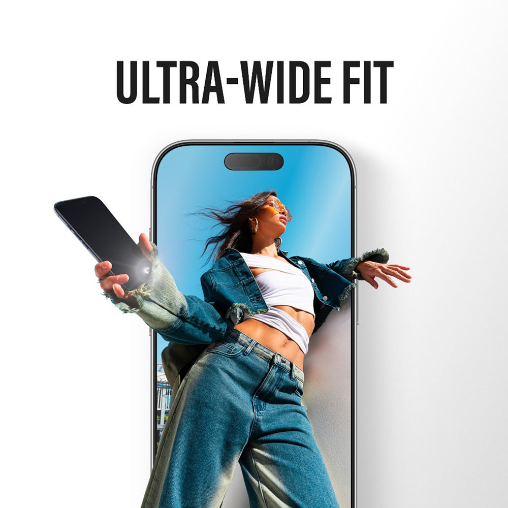 Film de protection d'écran PanzerGlass Ultra-Wide Fit Stealth Fastfit pour Apple iPhone 17 Pro Max, Verre Trempé, Full Glue, Noir