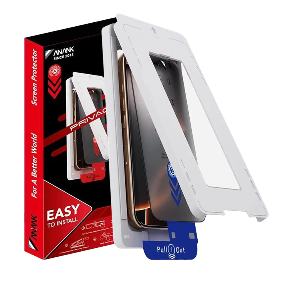 Film de protection écran Privacy Anank 2X renforcé pour Apple iPhone 16 Pro Max, verre trempé, collage complet, 2.5D