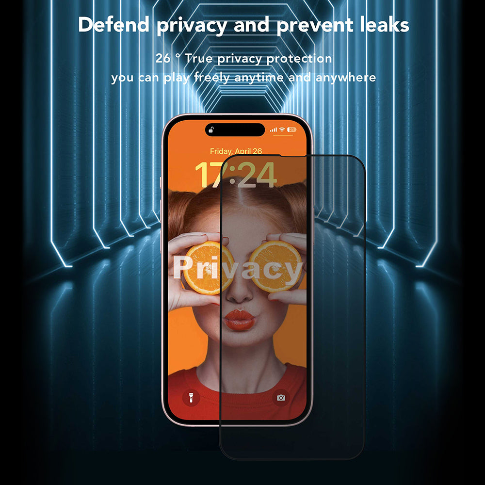 Film de protection écran Privacy Anank 2X renforcé pour Apple iPhone 16 Pro Max, verre trempé, collage complet, 2.5D