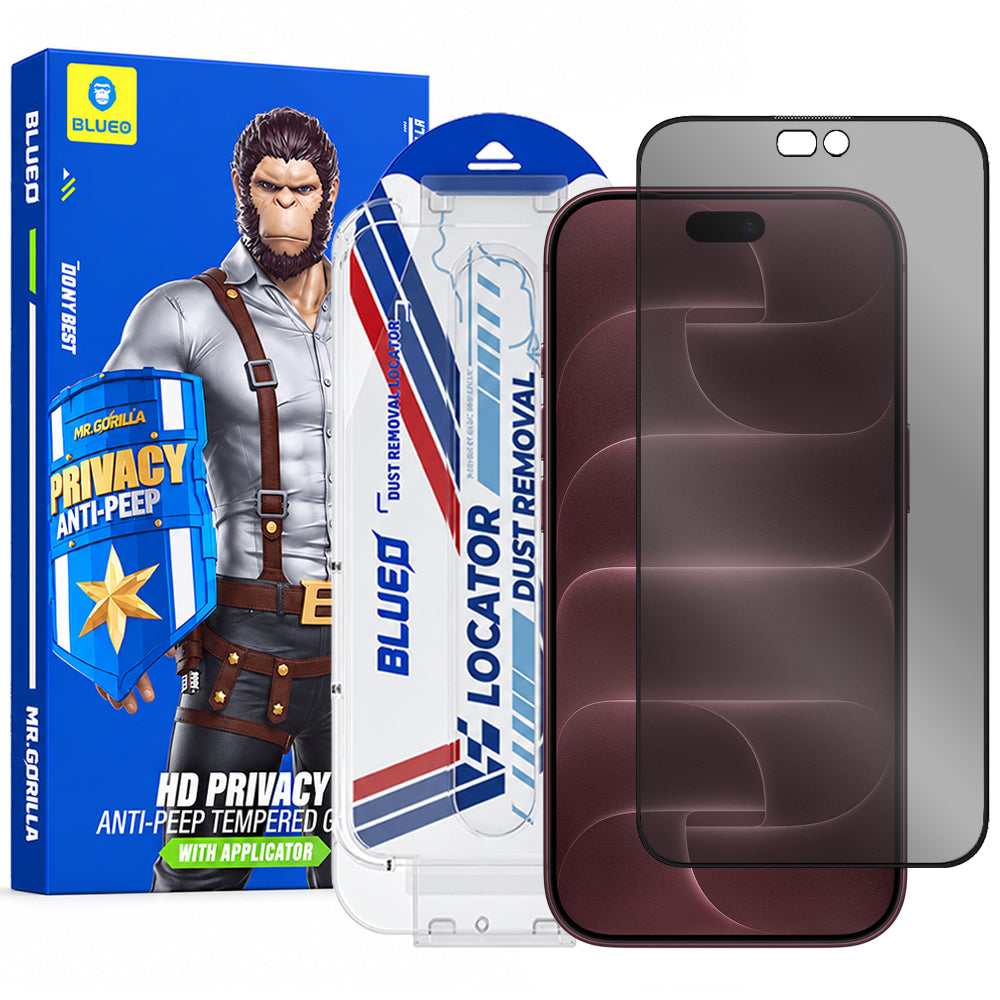 Film de protection d’écran Privacy Blueo Anti-Peep Applicator Pro pour Apple iPhone 18 Pro Max, verre trempé, adhésif intégral