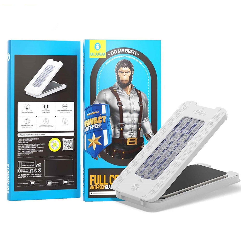 Film de protection écran Privacy Blueo Anti-Peep pour Apple iPhone 17 Pro / 17 / 16 Pro, Verre Trempé, Full Glue, Lot de 5 pièces