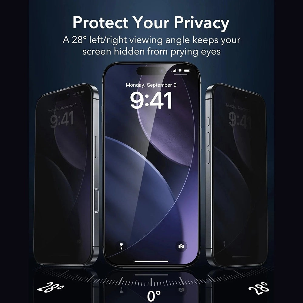 Film de protection Écran Privacy ESR Armorite UltraFit pour Apple iPhone 17 Air, Verre Trempé, Full Glue, Set de 3 pièces