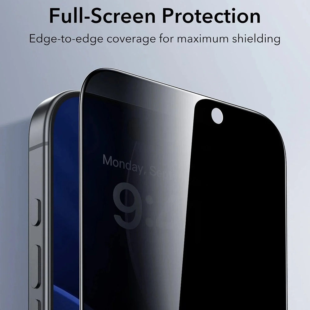 Film de protection Écran Privacy ESR UltraFit pour Apple iPhone 17 Pro, Verre Trempé, Full Glue, Lot de 3 pièces