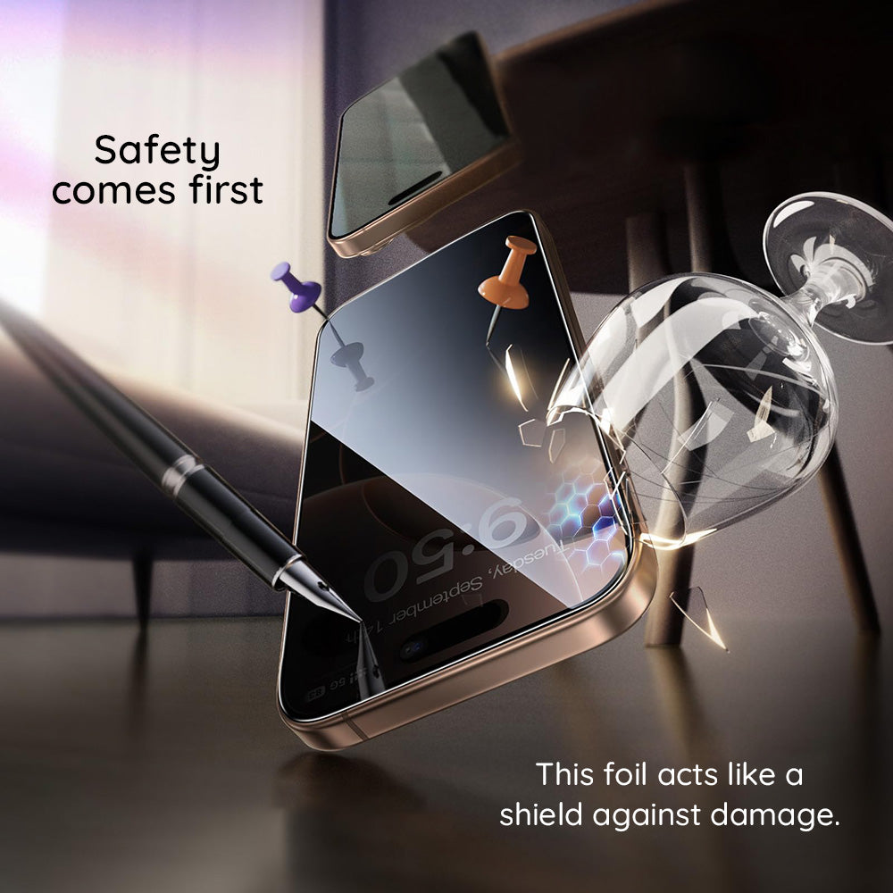 Film de protection écran Privacy Guess pour Apple iPhone 16 Pro Max, Verre Trempé, Full Glue, 2.5D