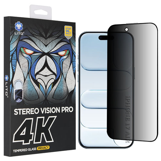 Film de protection Écran Privacy Lito D+ Max 4K pour Apple iPhone 17 Air, Verre Trempé, Full Glue