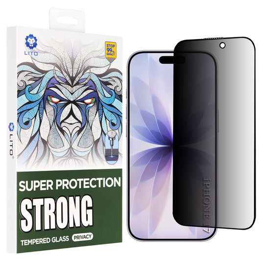 Film de protection écran Privacy Lito D+ Max Strong pour Apple iPhone 17 / 16 Pro, Verre Trempé, Full Glue