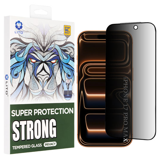 Film de protection Écran Privacy Lito D+ Max Strong pour Apple iPhone 17 Pro Max, Verre Trempé, Full Glue