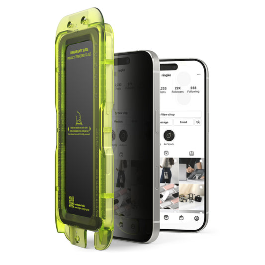 Film de protection d'écran Privacy Ringke Easy Slide pour Apple iPhone 17 Pro Max, Verre trempé, Collage complet, Lot de 2 pièces