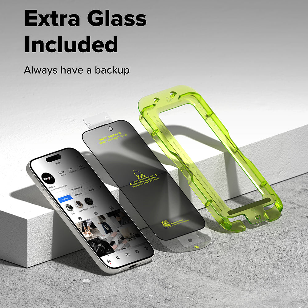 Privacy Screen Protector Ringke Easy Slide for Apple iPhone 17, Tempered Glass, Full Glue, Set of 2 pieces