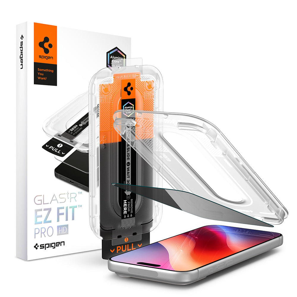 Film de protection d'écran Privacy Spigen GlastR EZ FIT Pro HD pour Apple iPhone 18 Pro, Verre trempé, Full Glue AGL12028
