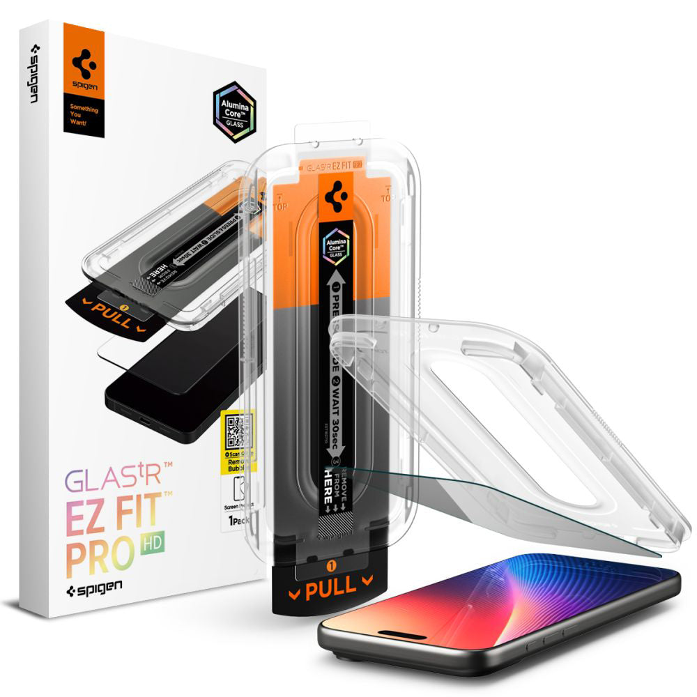 Film de protection écran Privacy Spigen GlastR EZ FIT Pro pour Apple iPhone 17 Pro / 17 / 16 Pro, Verre Trempé, Full Glue AGL10098