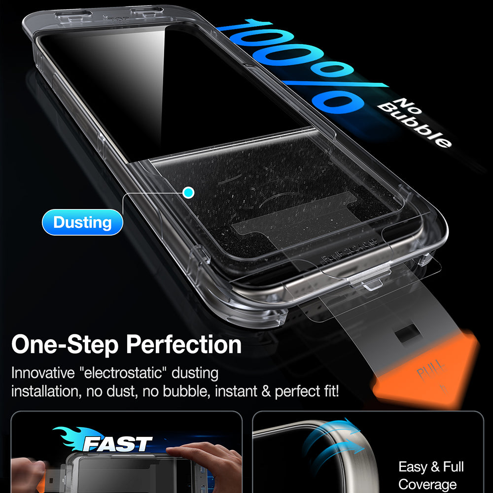 Film de protection Écran Privacy Torras GlassGo Install Master pour Apple iPhone 16 Plus, Verre Trempé, Full Glue