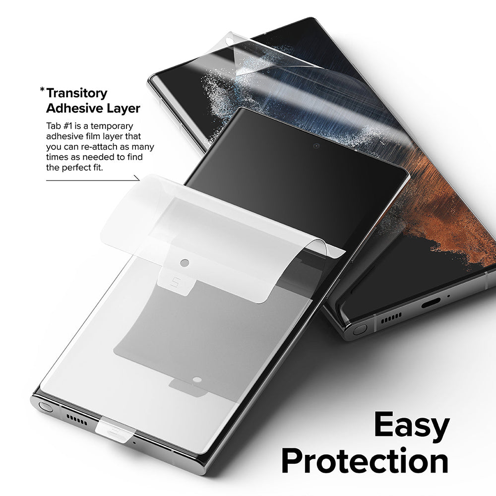 Film de protection d'écran Ringke Dual Easy pour Samsung Galaxy S22 Ultra 5G S908, Plastique, Lot de 2 pièces