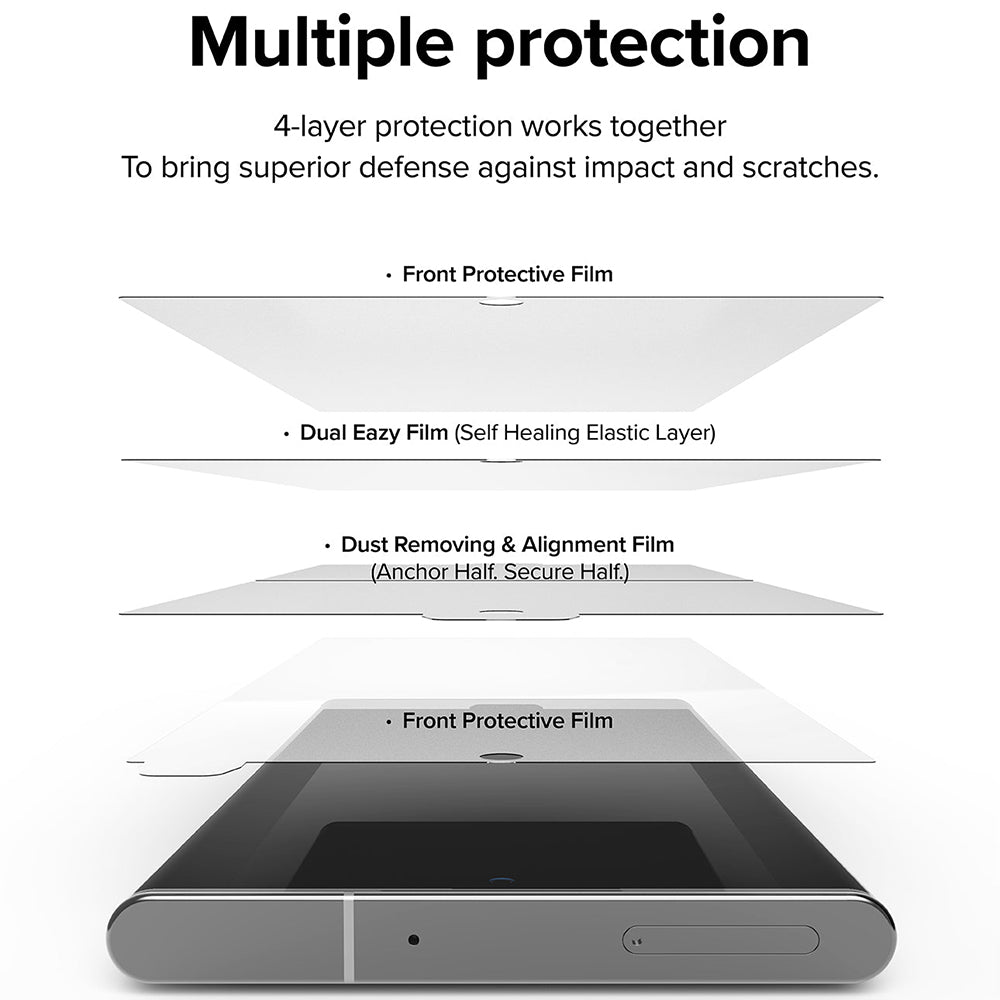 Film de protection d'écran Ringke Dual Easy pour Samsung Galaxy S22 Ultra 5G S908, Plastique, Lot de 2 pièces