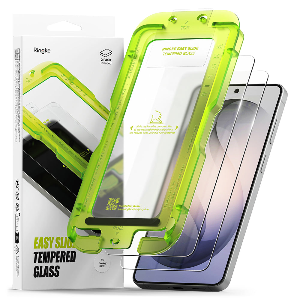 Film de protection d'écran Ringke Easy Slide pour Samsung Galaxy S26 Plus S947, Verre Trempé, Full Glue, Lot de 2 pièces