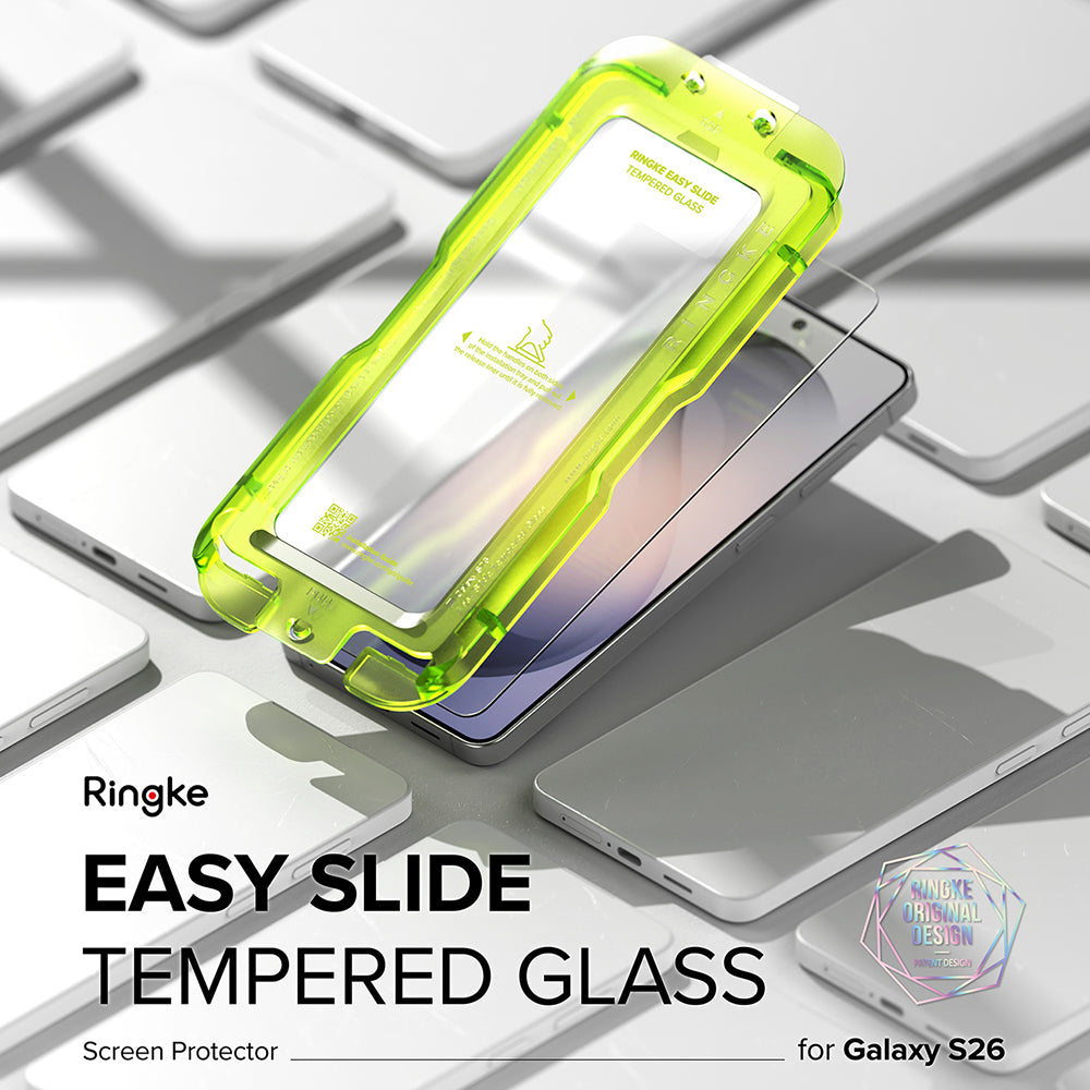 Film de protection d'écran Ringke Easy Slide pour Samsung Galaxy S26 S942, Verre Trempé, Full Glue, Lot de 2 pièces