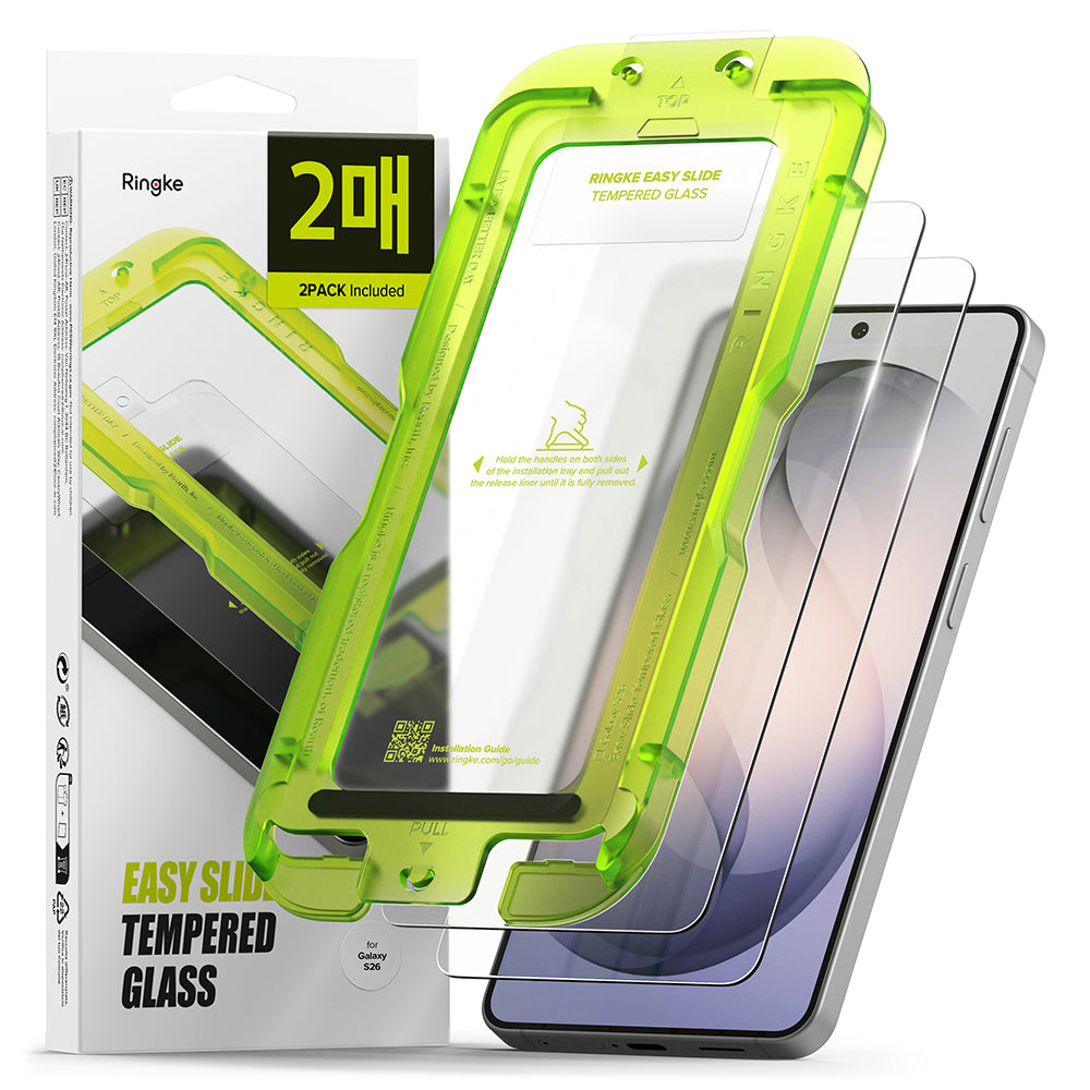 Film de protection d'écran Ringke Easy Slide pour Samsung Galaxy S26 S942, Verre Trempé, Full Glue, Lot de 2 pièces